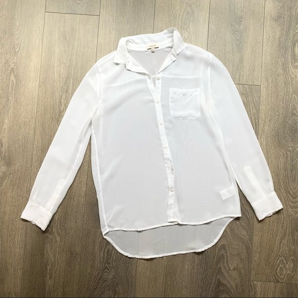Aritzia Sunday Best Sheer White Button Down Blouse Size XS - Picture 2 of 7